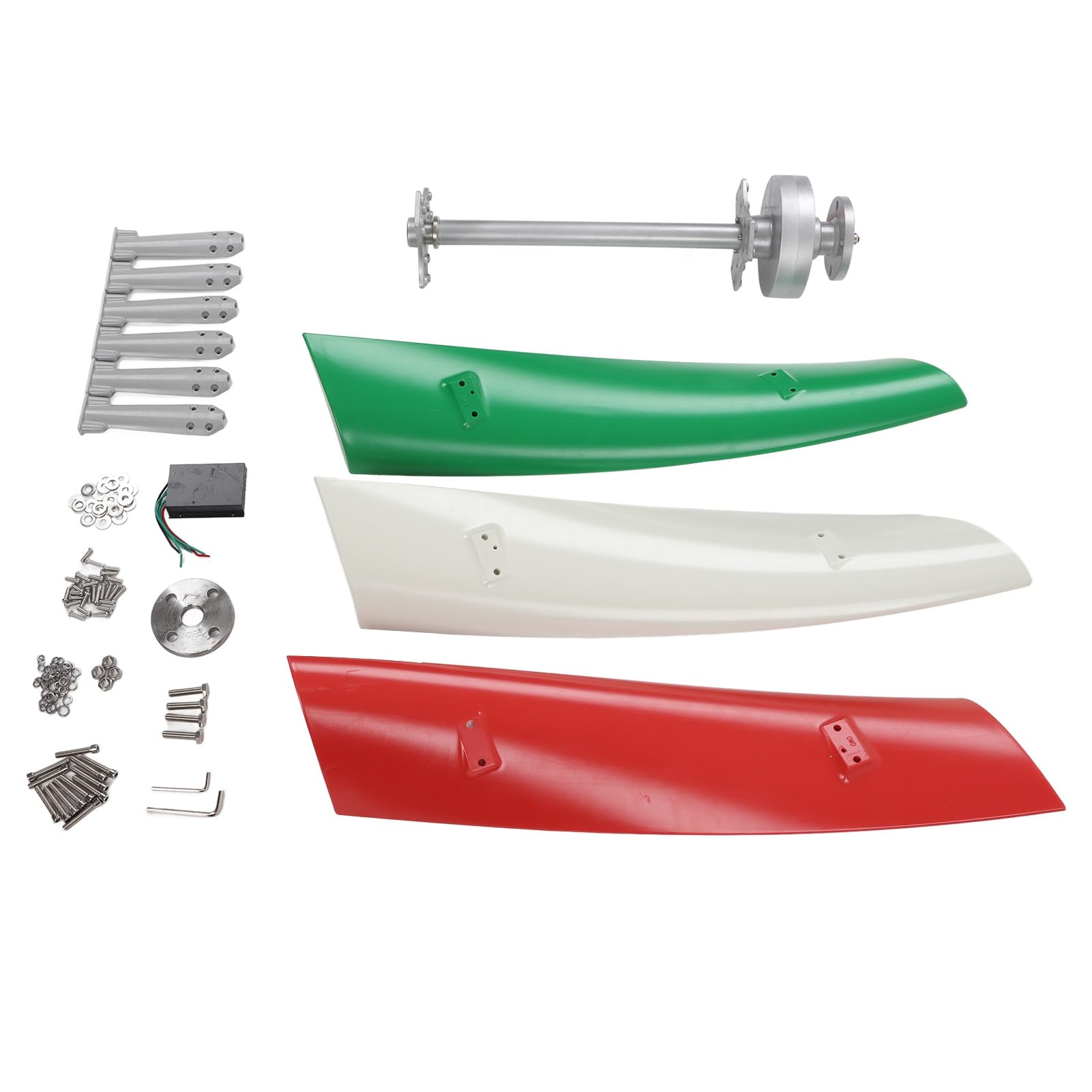 Generatore Eolico Verticale 200W 12V con Pale Bianche Rosse