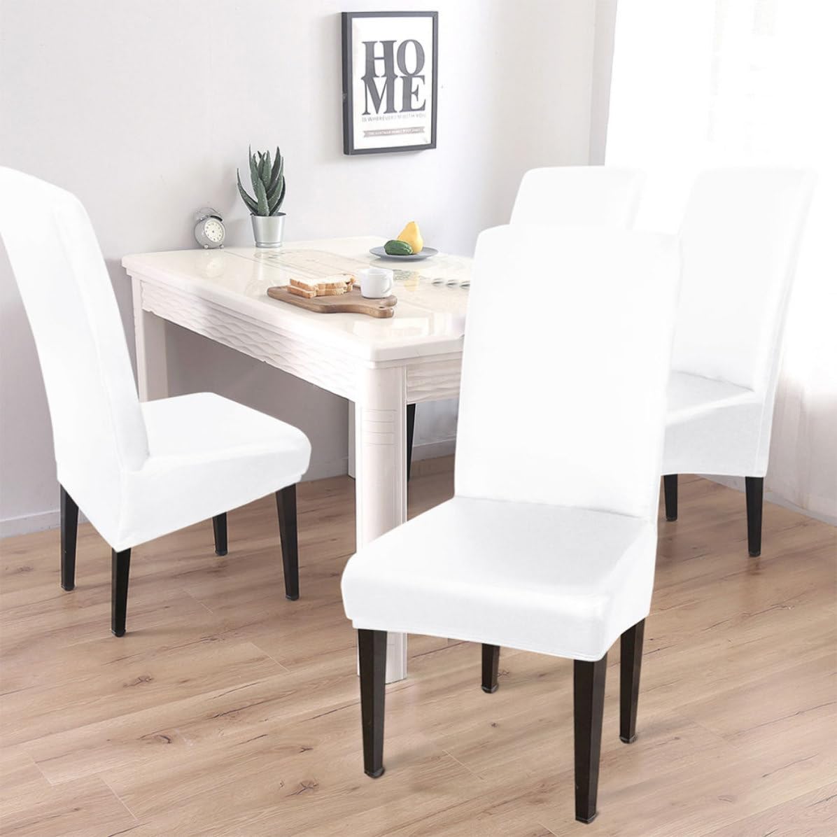 Mikinona Funda de Silla Elástica de PU, 4 Piezas en Color Blanco