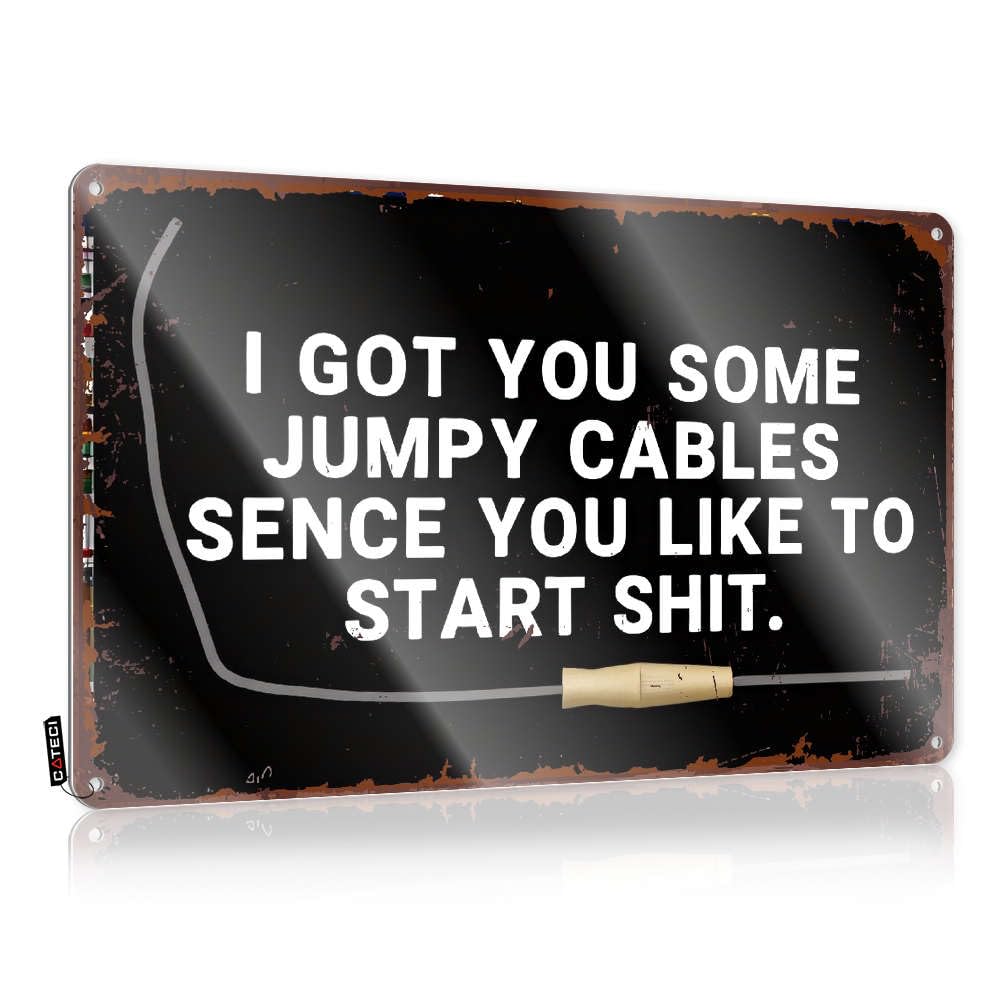 Fzfn Colour Balcony Decor Sign Rustic Fun | I Got You Some Jumper Cables Since You Like To Start Shit. Lovely Metal Wall Decor For Walls Home(30X40cm)