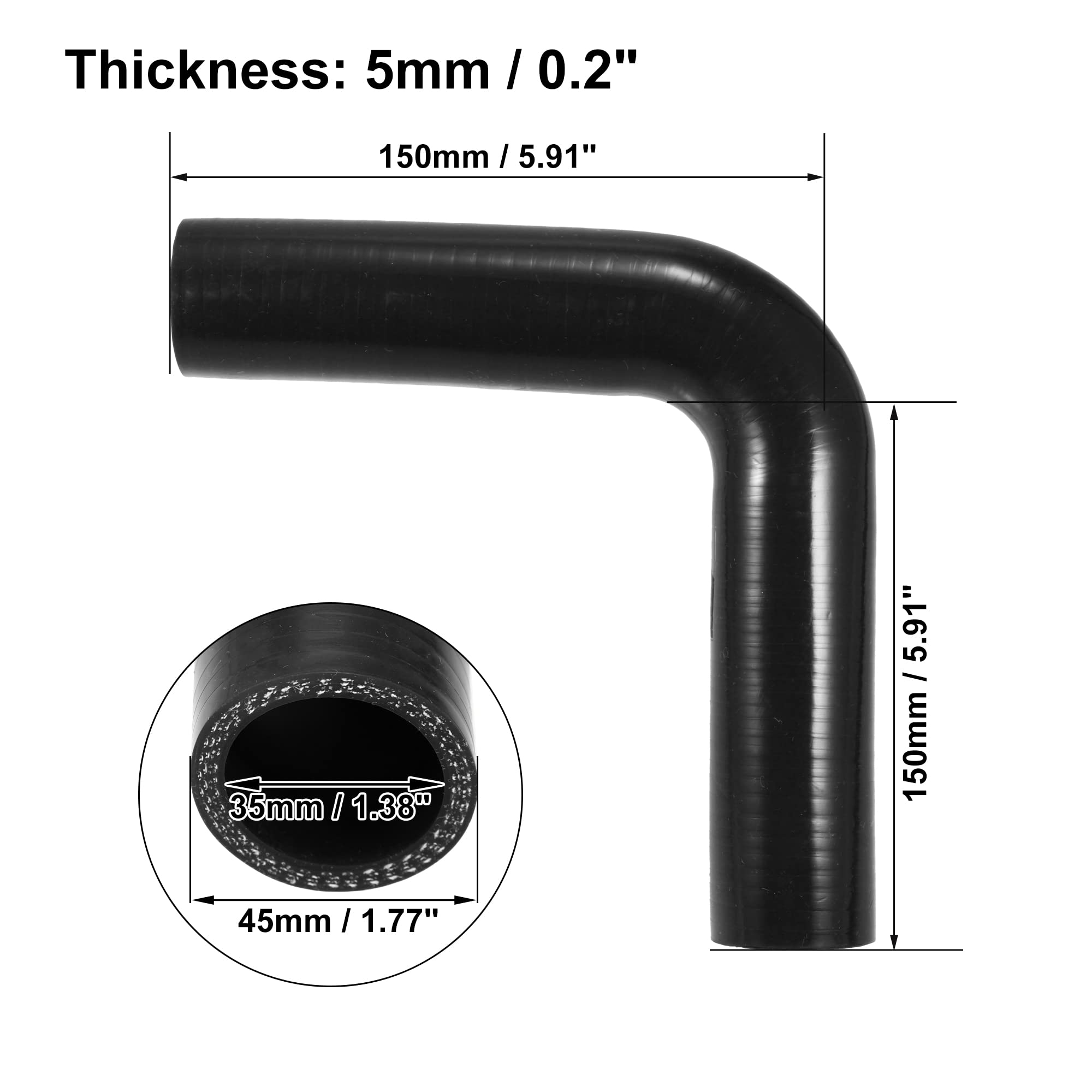 A ABSOPRO Filtro Aria Auto Universale 1 Pezzo Nero | Diametro Esterno 45mm, Lunghezza 150mm, Spessore 5mm, Temperatura Da -60°C A 300°C