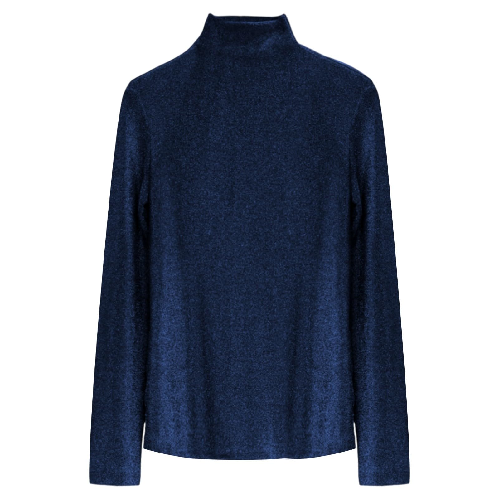 Top de Cuello Alto, Manga Larga, Ajustado, Brillante, con Purpurina, Capa Base Suave para Fiesta y Noche.