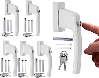 Stahlia Abschließbare Fenstergriffe Aluminium (6 Stück) Weiß ergonomisch Druckknöpfe Balkontürgriff Fenstersicherung Fensterbeschläge Fensterschloss