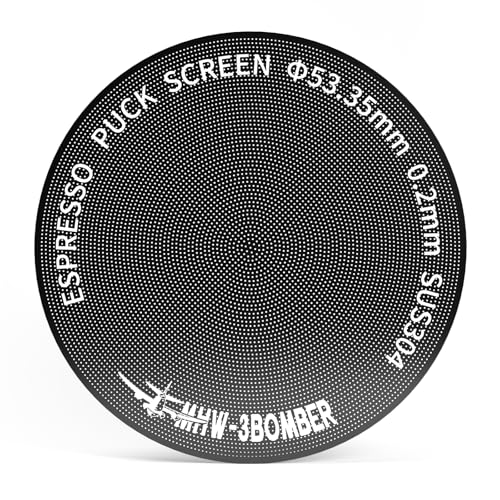 Image of MHW-3BOMBER 54mm Espresso Puck Screen - 0.2mm Ultra Thin Espresso Puck - Metal Reusable Coffee Filter for Portafilter Basket 54mm - Puck Screen with Titanium Coating FG5641-OS