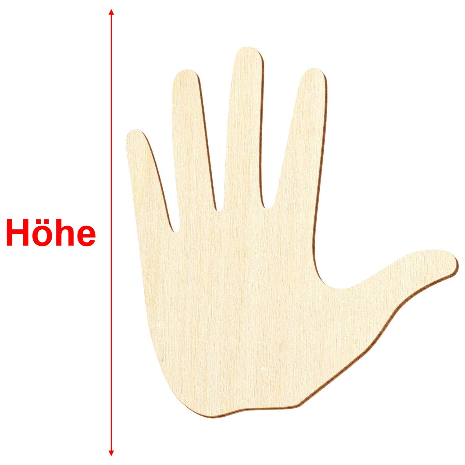 Holz Hand - Deko Basteln 3-50cm, Größe:18cm, Pack mit:10 Stück