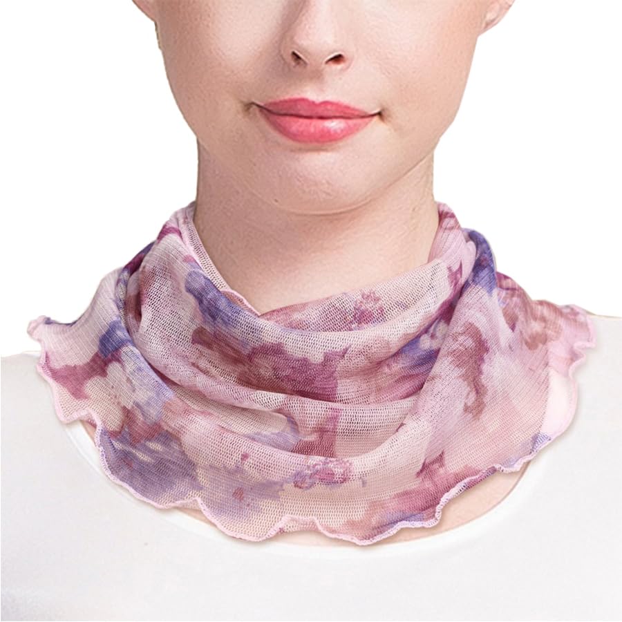 Mulberry Silk False Collar Scarf Neck Gaiter Mesh Scarves Neck Cover for Sun Protection Floral Fashion Accessory