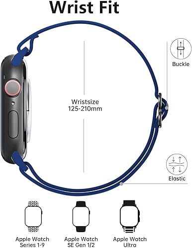Miniatura 5 de Correa elástica de nailon para Apple Watch UltraSeries 87654321  SE (generación 12), correa deportiva elástica ajustable para iWatch para mujeres y