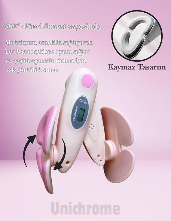 İç Bacak Egzersiz Aleti Kegel Pelvik Kas Cihazı Kalça Kol Sıkılaştırıcı Sayaçlı Kalori Ölçer Pembe