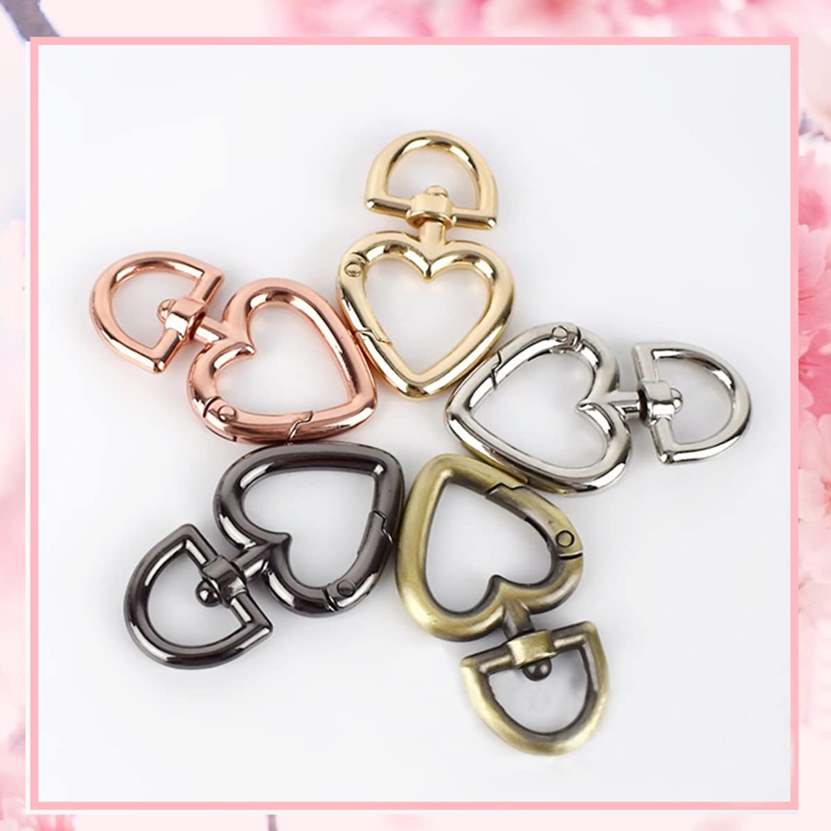30 Uds. Cierre Giratorio En Forma De Corazón con Anillo En D, Hebillas a Presión De Metal, Ganchos para Llavero, Cierre De Langosta para Cordón, Joyería, Suministros para Manualidades DIY