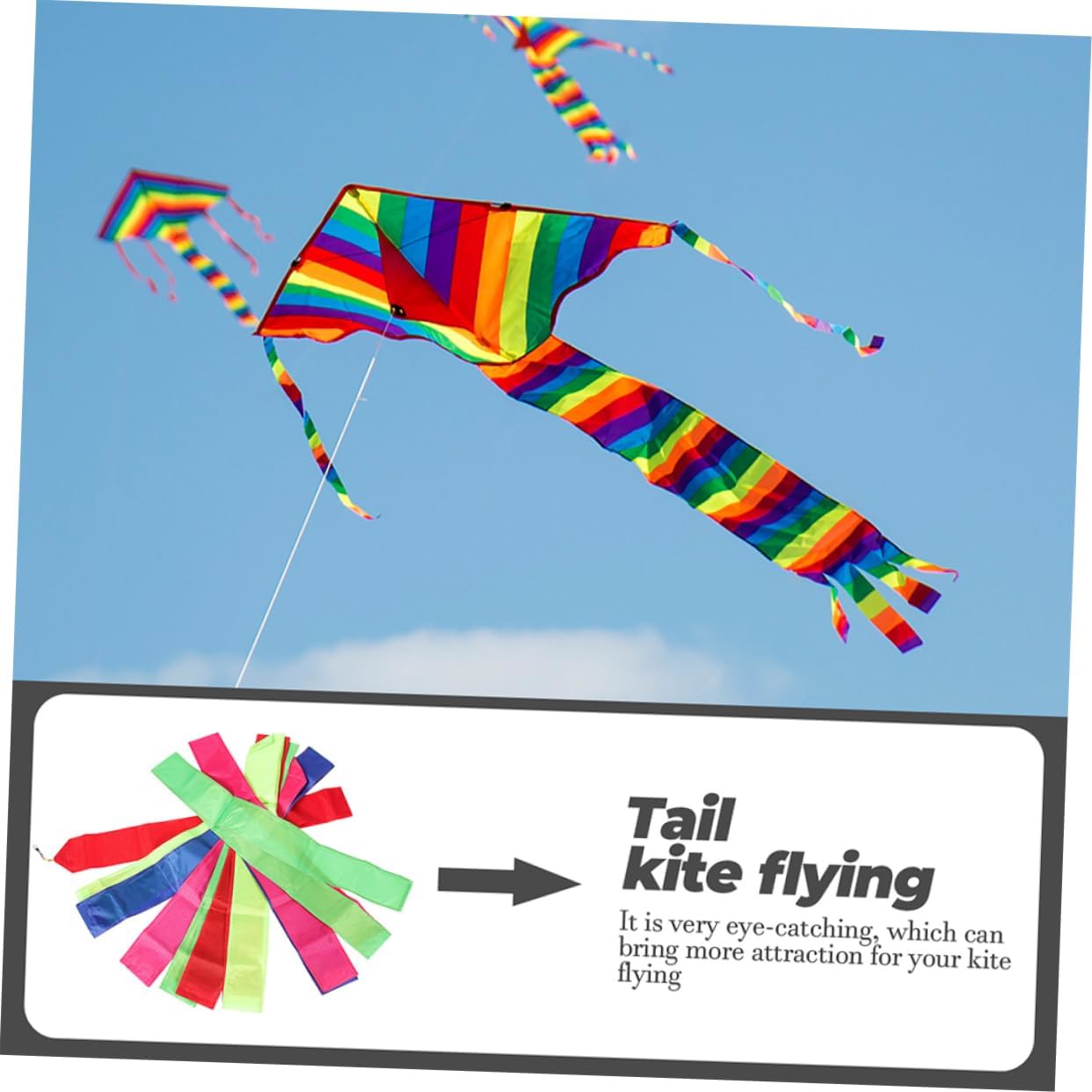 BESPORTBLE 8pcs Colorful Rainbow Kite Tail Streamer for Eye-catching Kite Flying Decoration for Accessories and Activities