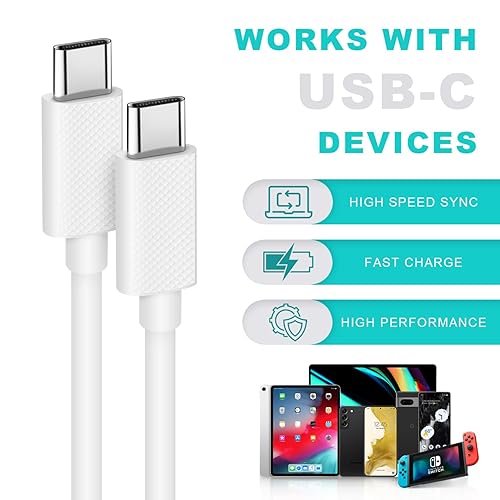 Miniatura 4 de Cable USB C a USB C de 10 pies, cable de carga USB C de Apple, cable USB C de 60 W, cable de carga rápida USBC tipo C compatible con Apple iPhone 15