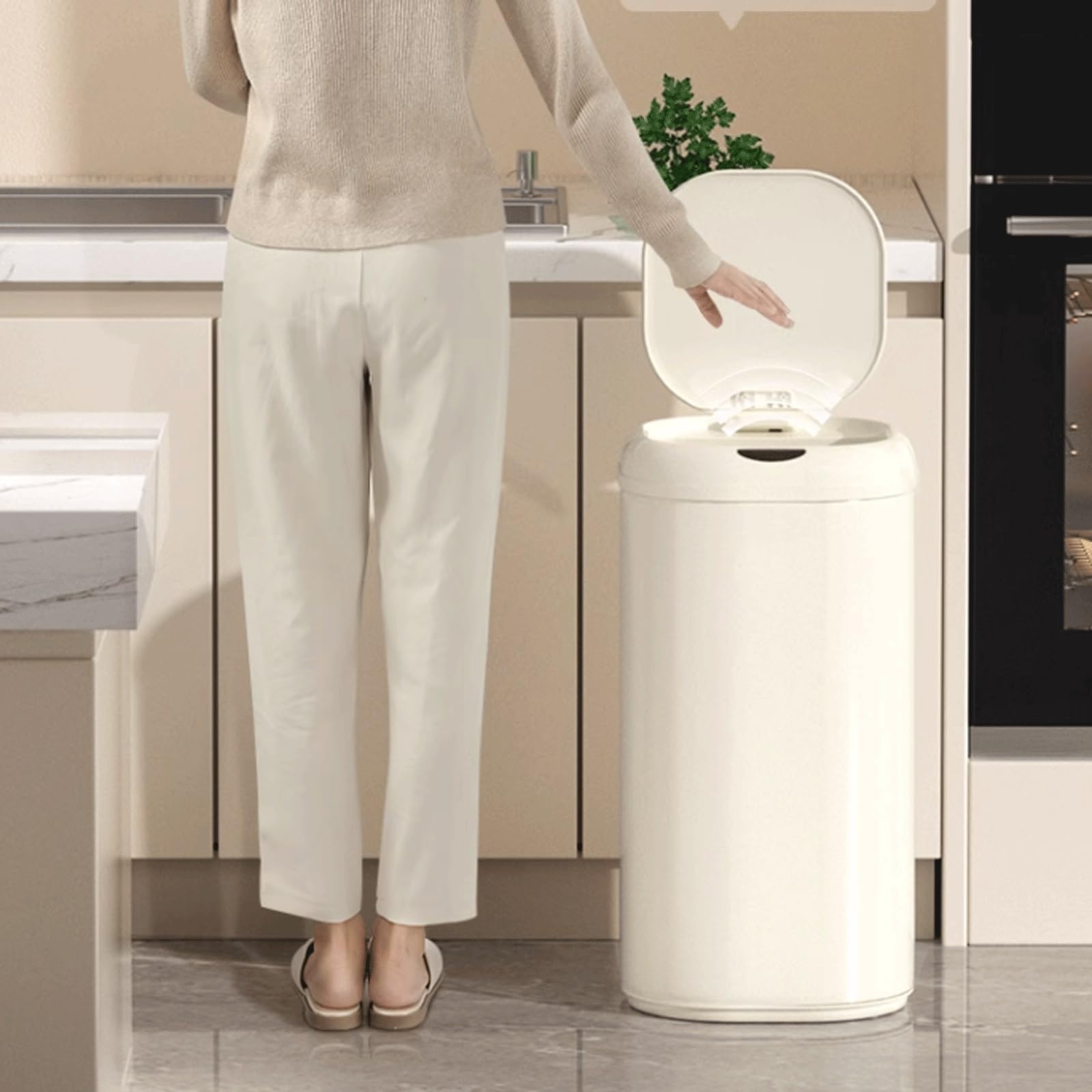 Bidone della spazzatura Pattumiera con sensore intelligente for casa, soggiorno, cucina, for interni di alto valore(Green)