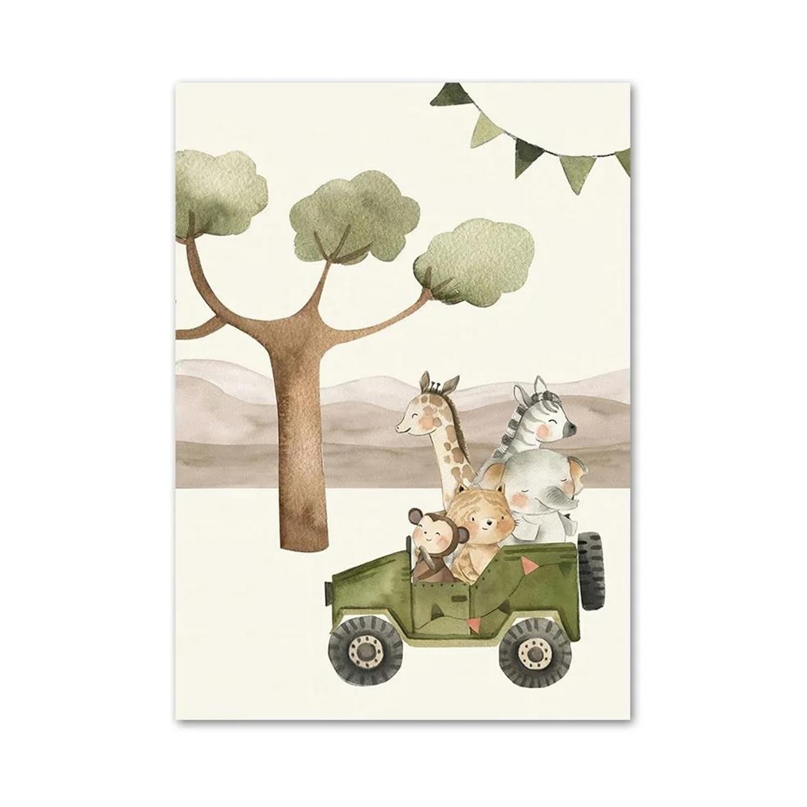 Xenite B Wall Art Canvas Prints Lion Giraffe Monkey Alloon Aircraft Car Nursery Wall Art Canvas Painting Posters No Frame Prints Pictures Kids Room Decor(,50X70cm)