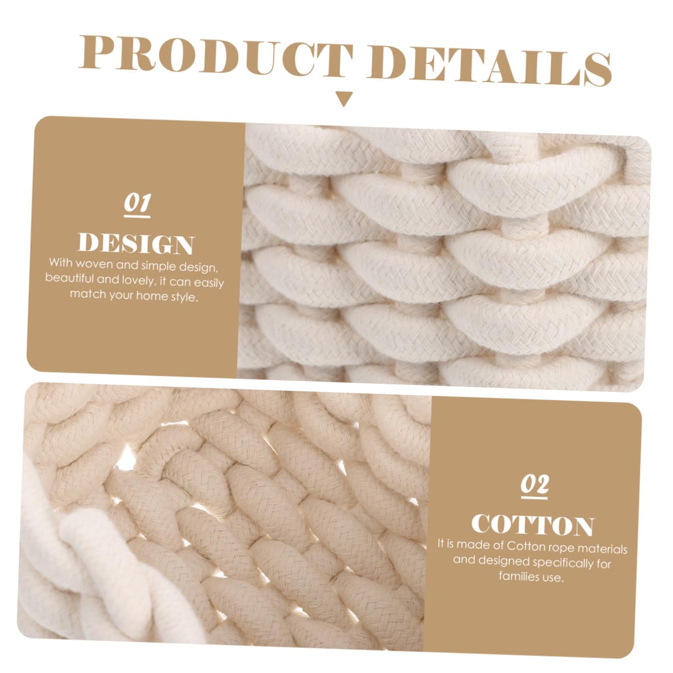 Cesto Portaoggetti Intrecciato 2 Pezzi in Corda di Cotone Bianco | Scrivania e Casa, Organizzazione Cancelleria e Piccoli Oggetti, Stile Semplice e Decorativo