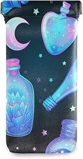 HUSSRITY Eyeglasses Case Magic Glass Bottle Sunglasses Pouch Soft PU Leather Squeeze Top Eyeglass Holder Portable Glasses Case For Women Men