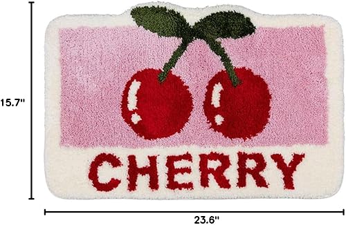 Miniatura 2 de mumrug Bonita alfombra de baño de cerezas, antideslizante, suave, esponjosa y absorbente, lavable, de microfibra, divertida, decoración del hogar,