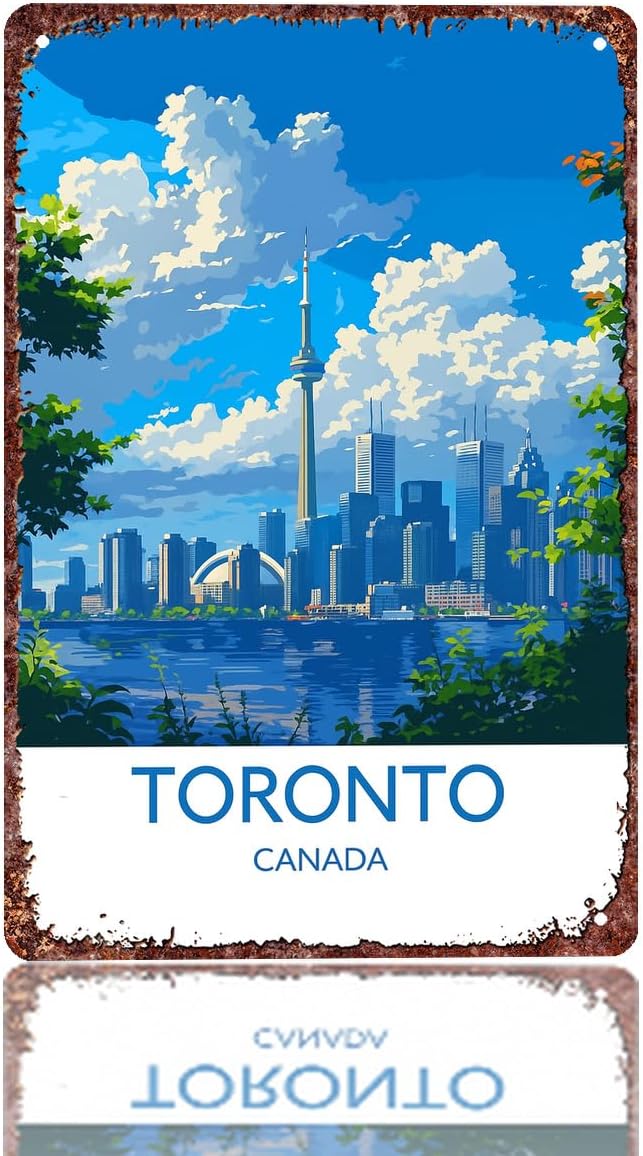Retro Toronto City Skyline Metal Sign Wall Decor 8x12 inch