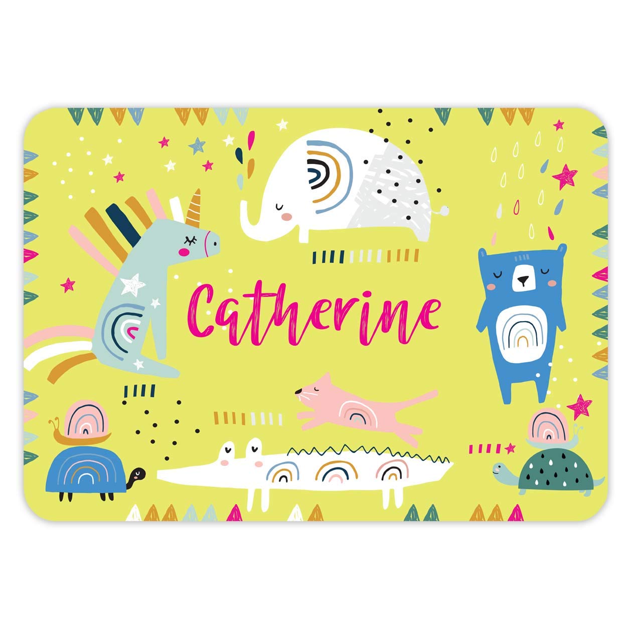 Paper Themes Personalised Placemat for Kids (Unicorn and Bear)