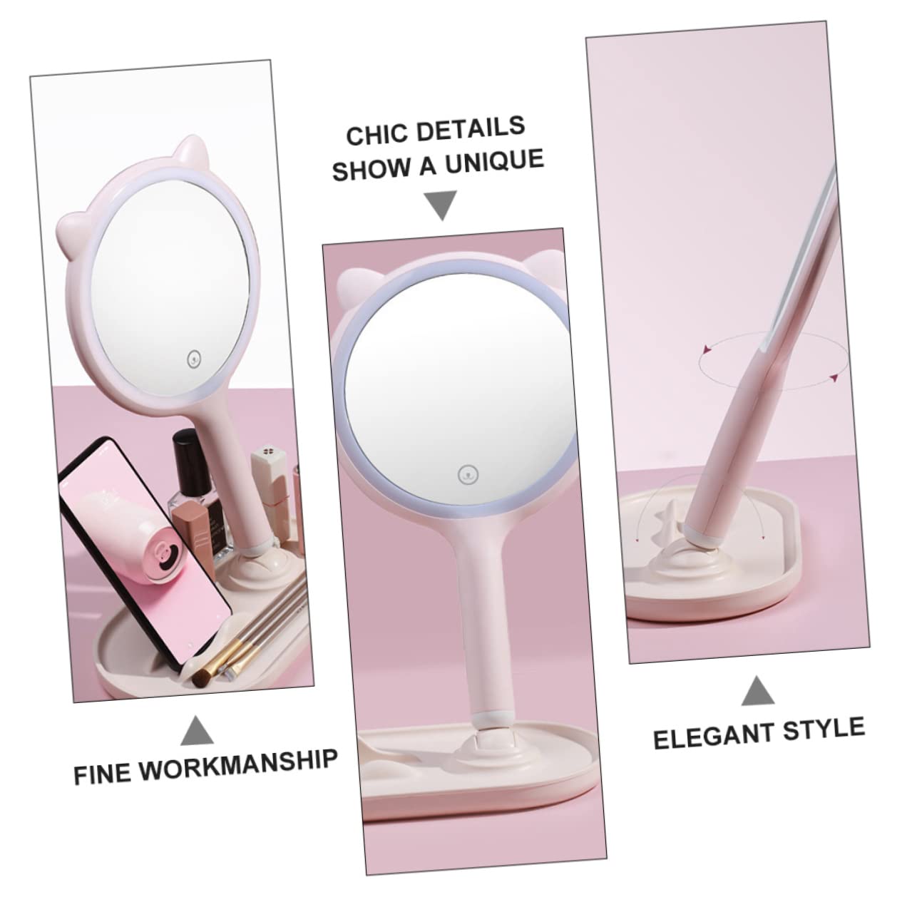 Healvian Specchio Trucco LED Touch, Doppio Lato ad Alta Definizione, Ricarica USB 1200 Mah, Portatile da Tavolo per Trucco Quotidiano