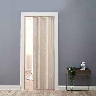 Kitchen Bathroom PVC Concertina Accordion Folding Door Magnetic Catch 860 * 2030 * 12mm, Ivory