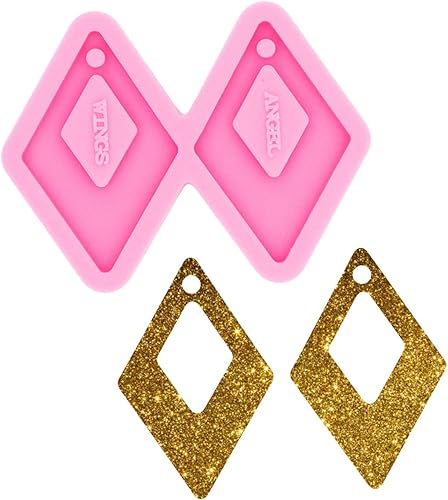 Miniatura 1 de Molde de pendiente de forma cuadrada brillante DIY aretes de resina epoxi molde de silicona de joyería de moda molde de resina artesanal moldes de