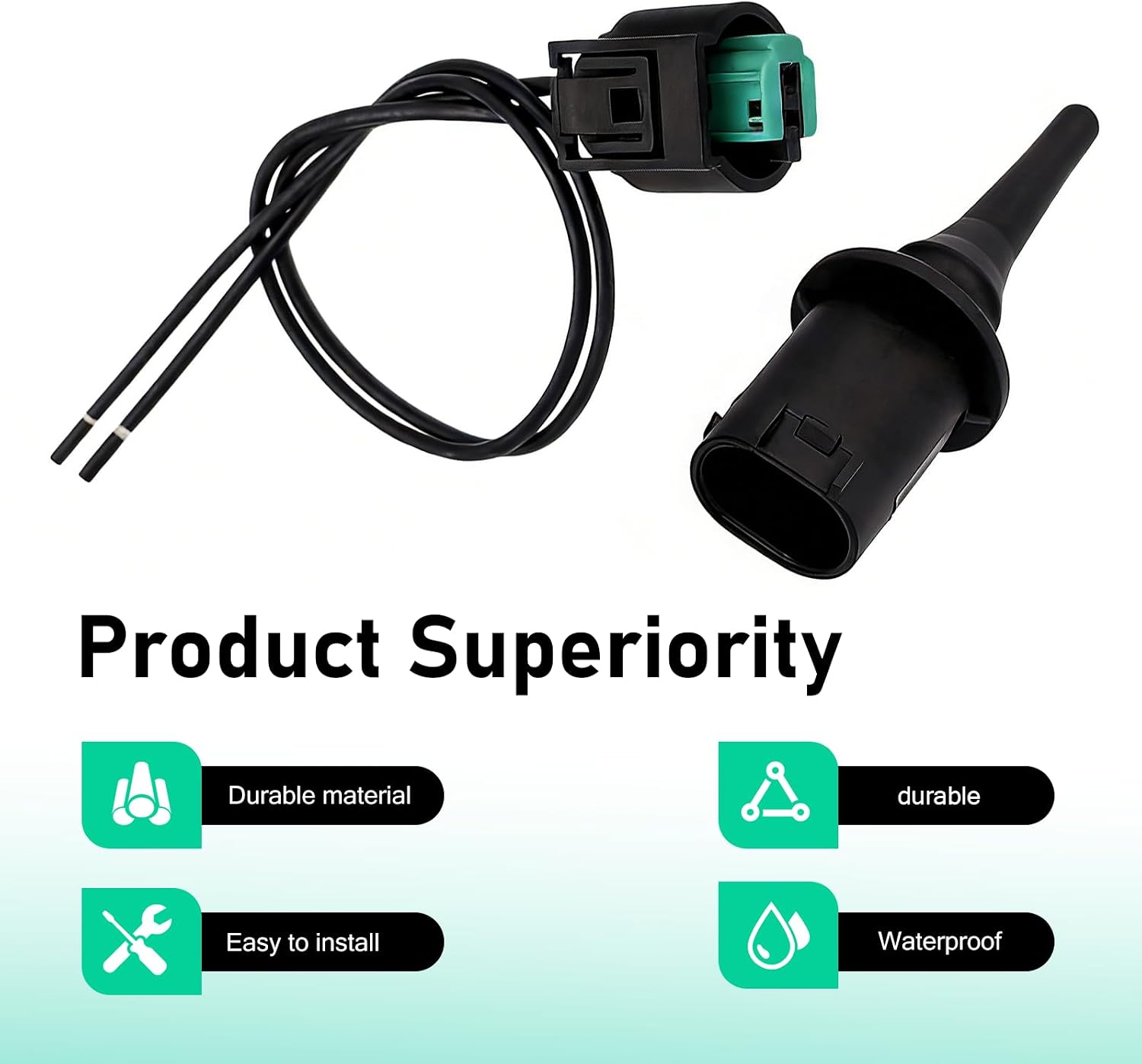 WZP Outside Ambient Air Temperature Sensor and Plug Kit, Temperature Sensor with Plug-in Harness Connector, Compatible with Benz, Replace for 0075421318 0005428418 5S11829 (Black)