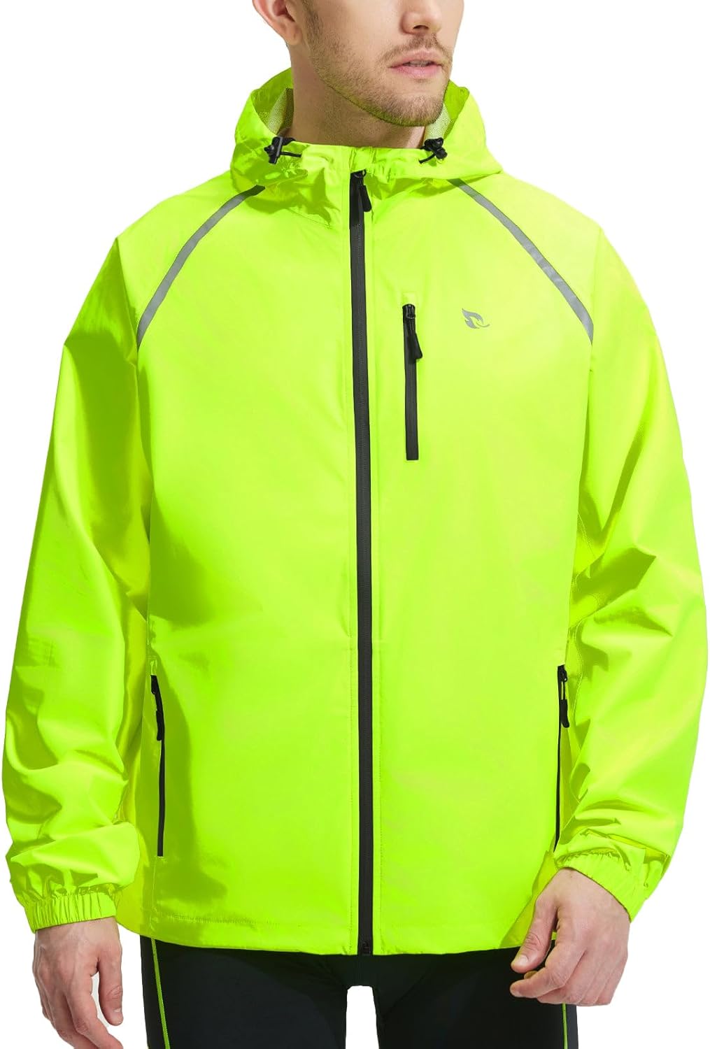 baleaf Men's Rain Jacket Waterproof Windbreaker Raincoat Running Cycling Hiking Gear Hood Lightweight Reflective Packable