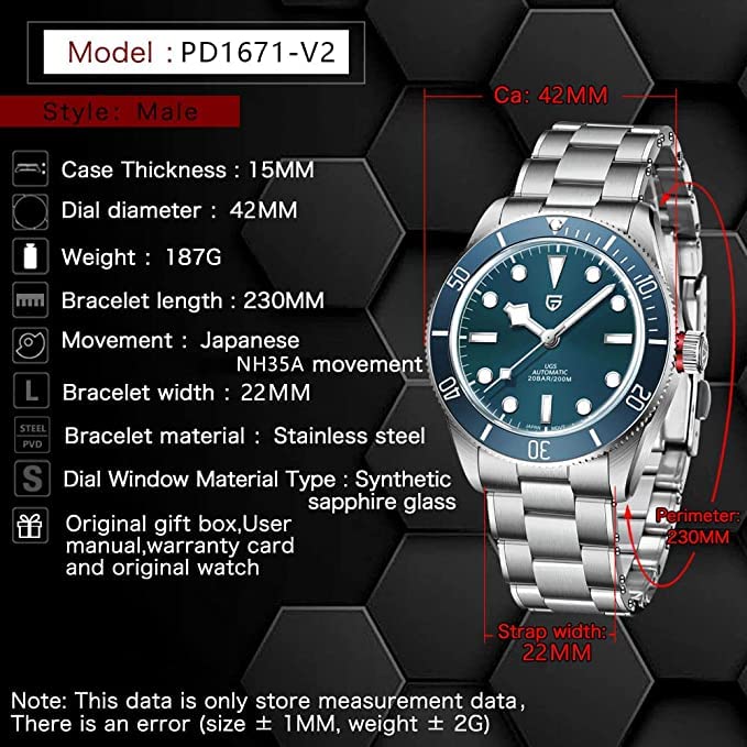 Image of LACZ DENTON Pagani Design PD1671V2 BB58 Men's Watches Mechanical Watch for Men Luxury Automatic Watch Men NH35 100M Waterproof