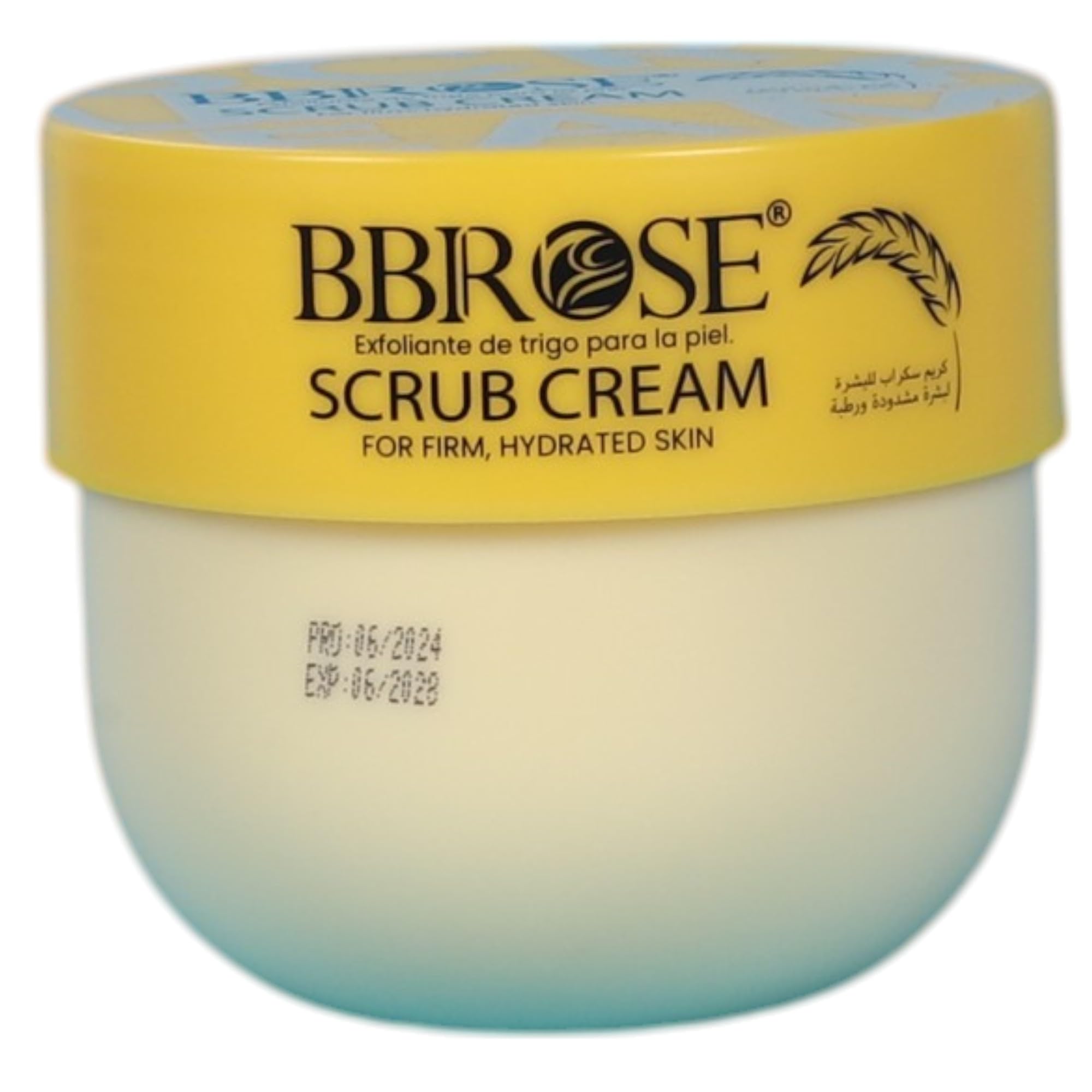 BBROSE Wheat Scrubbing Cream 300ml – Gentle Exfoliating Cream for Firm, Hydrated, and Smooth Skin – Enriched with Natural Wheat Extracts to Revitalize, Moisturize