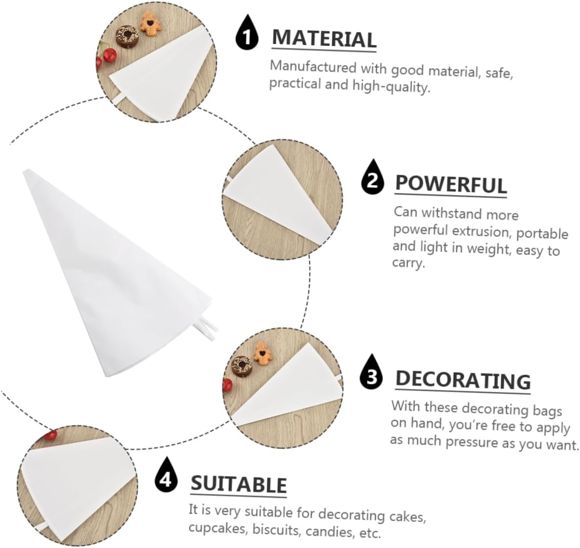 ULTECHNOVO 3Pcs Reusable Pastry Bags for Cake Decorating Icing Bags Practical for Cupcakes Biscuits and Candies
