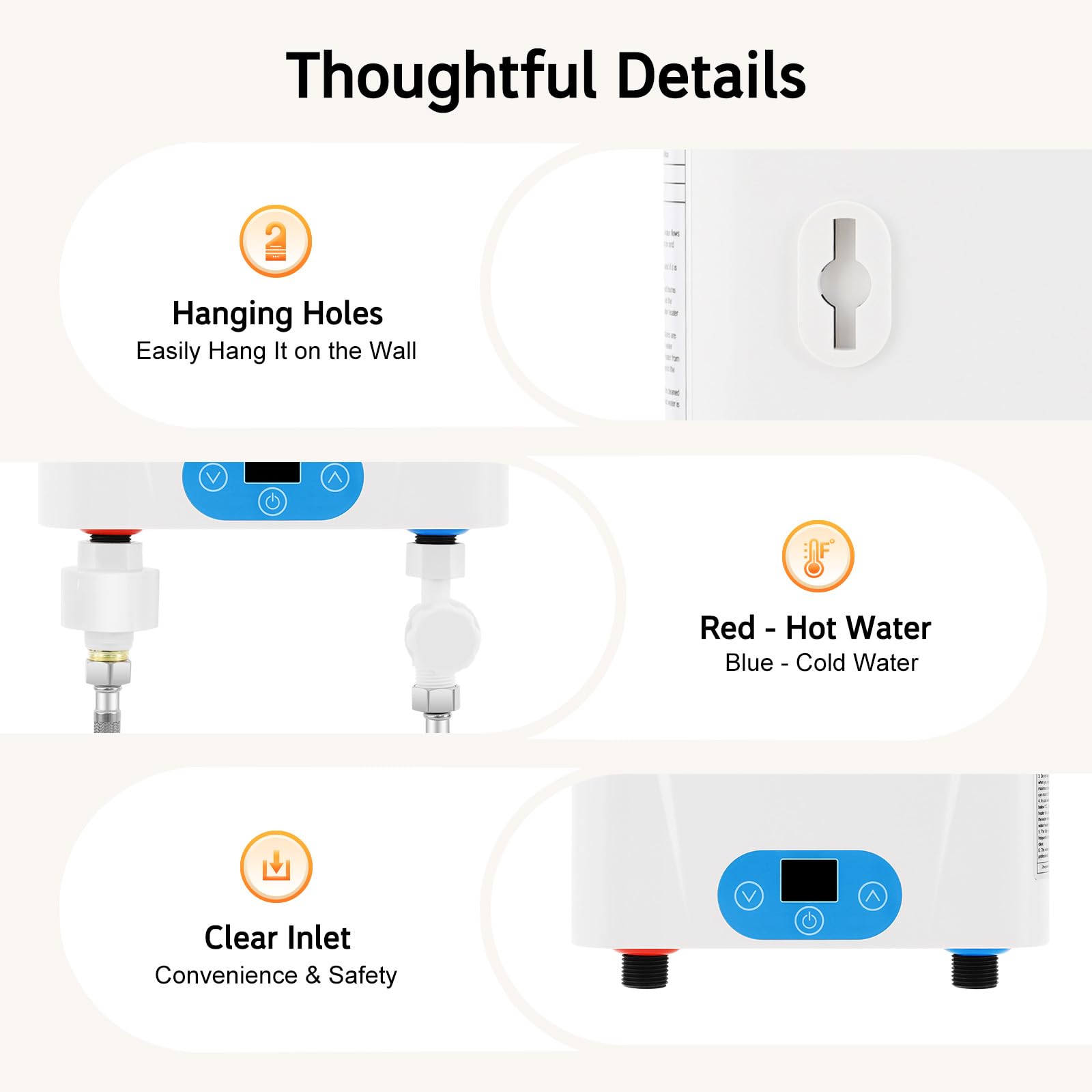 Mini chauffe-eau instantané sans réservoir - Avec panneau d'affichage numérique LED - Chauffe-eau pour cuisines et éviers