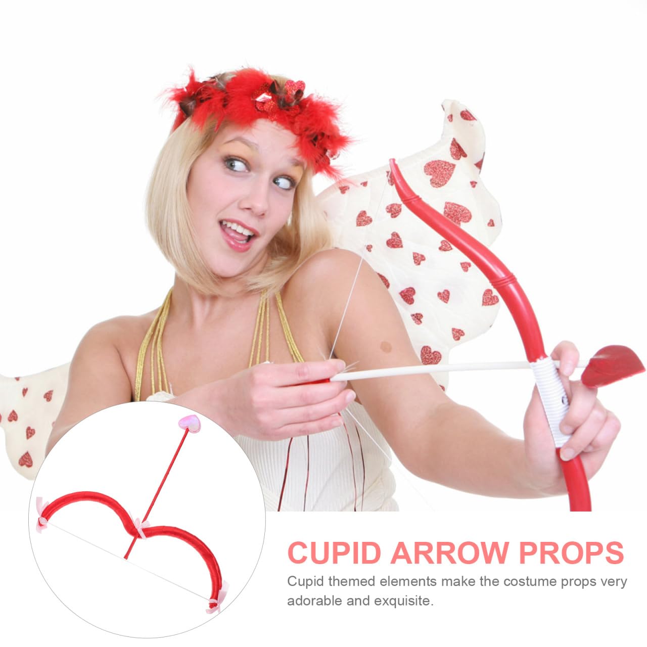 VALICLUD Amor-Kostüm-Set Amor Bogen und Pfeil Engelsflügel Herz Stirnband Requisite Valentinstag Halloween-Kostüm für Männer Frauen