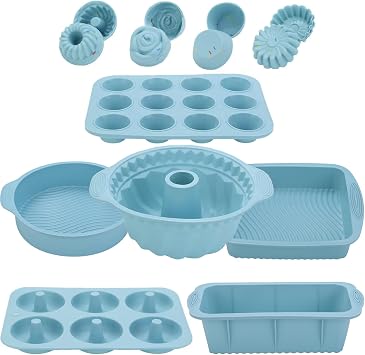 30PCS Nonstick Silicone baking set,Silicone Cake Molds, Baking Sheet, Donut Pan for baking sets with 24 Pack Cupcake Mold Baking Cups
