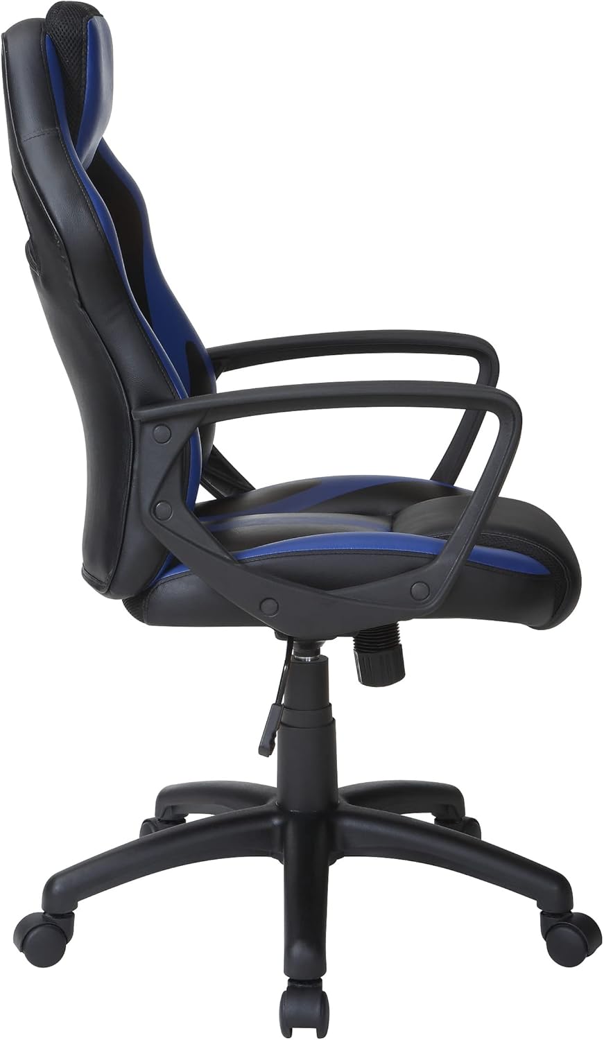 Influx Modern Black and Blue Faux Leather Gaming Chair with Lumbar Support