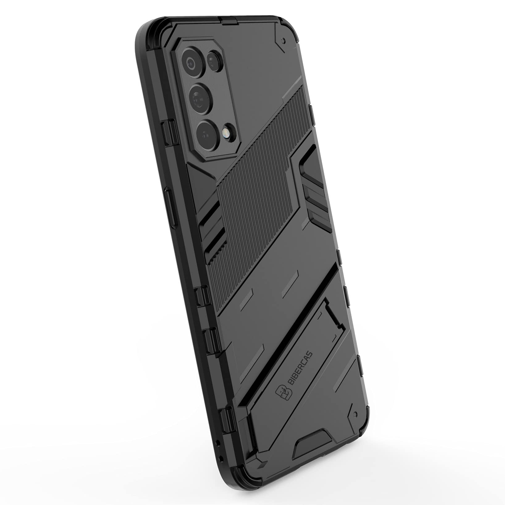 EASSGU Custodia per OPPO Find X3 Lite/OPPO Reno5 5G (6.43 Inches), con Cover Protettiva in Armor Silicone Antiurto per PC Kickstand - Grigio