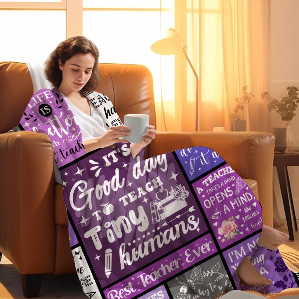 Teacher Blanket Appreciation Gifts for Women, Teacher Supplies Back to School Throw Blankets, Best Birthday Teachers' Day Gift for Educators from Students 50"X40" image 3