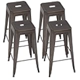 Metal Bar Stools Set of 4 Counter Height Bar Stool 30 Barstools Industrial Patio Stool Stackable Stool Modern Backless Indoor/Outdoor Metal Bar Kitchen Counter Stools Chairs