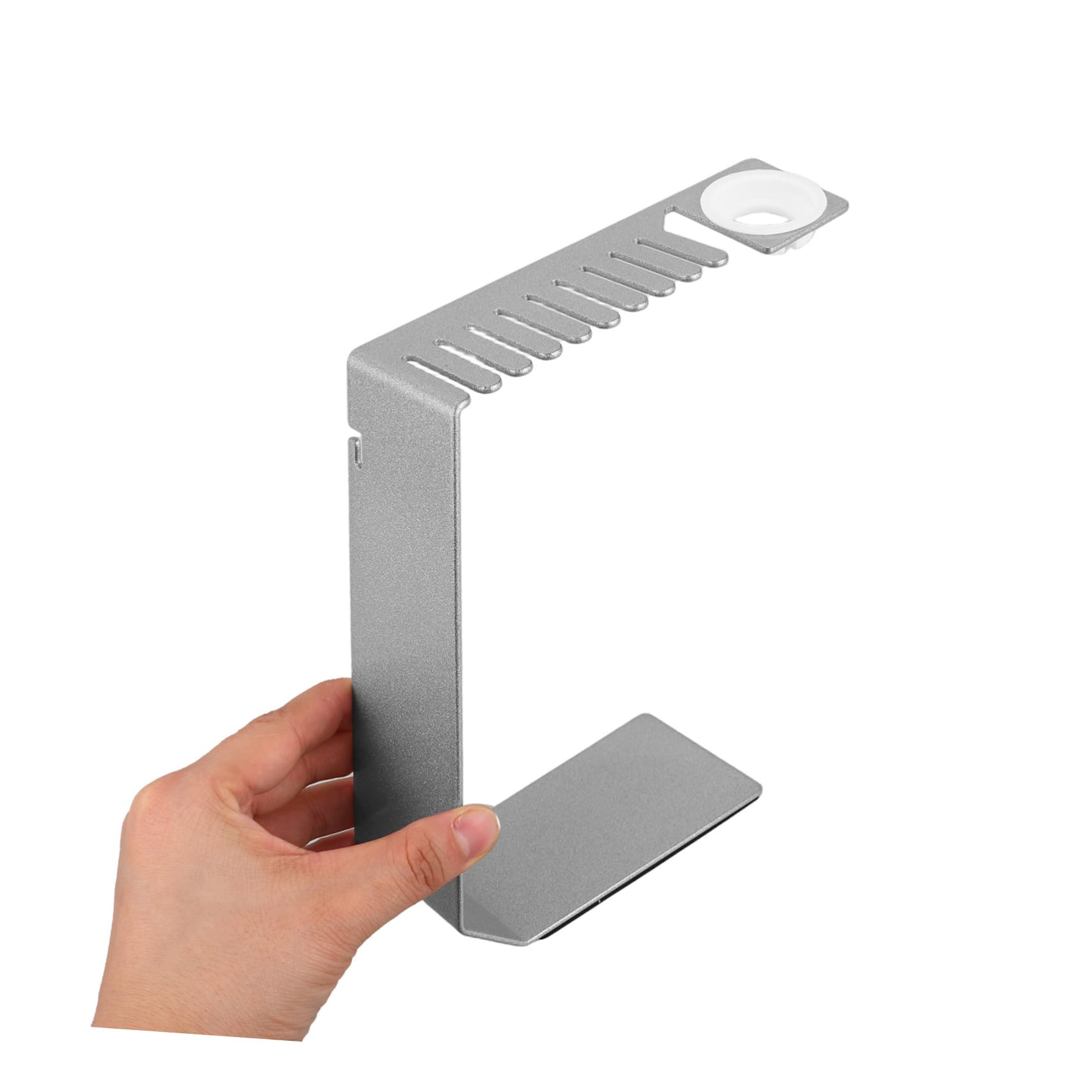 Supporto Ricarica Smartwatch da Tavolo in Acciaio Inox Argento | Cinturino e Orologio, Base Zavorrata, Aspetto Raffinato, Facile Uso su Scrivania, Accessori Premium