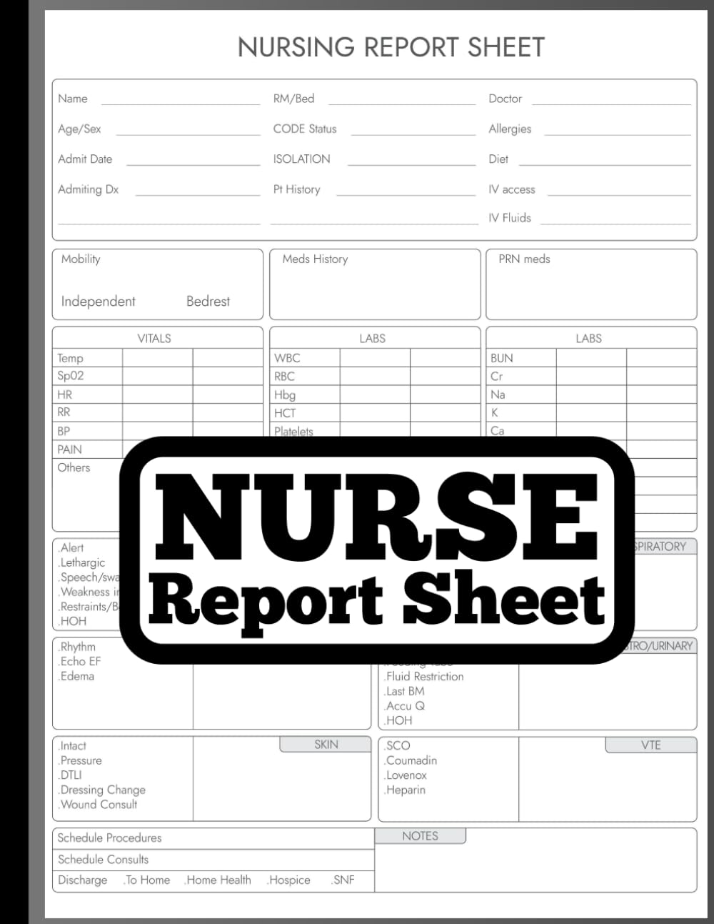 Nurse Report Sheet: Nursing Report Notebook - 8.5x11 In, 140 Pages | Patient Brain Sheets for Multiple Records | Logbook for Shift Notes Organization ... | Thoughtful Gift for Male and Female nurse-report-sheet-nursing-report-notebook-8-5x11-in-140-pages-patient-brain-sheets-for-multiple-records-logbook-for-shift-notes-organization-thoughtful-gift-for-male-and-female
