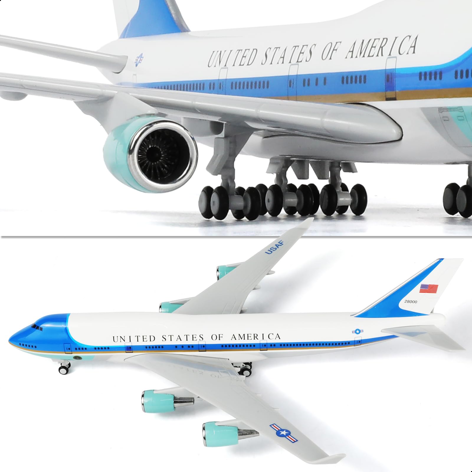 1/240 Air Force One 747 Modellflugzeug für Boeing 747 Modellflugzeug mit Ständer (12 Zoll Länge) Vorgefertigter Modellbausatz für Erwachsene - Kreative Geschenke aus der Luftfah