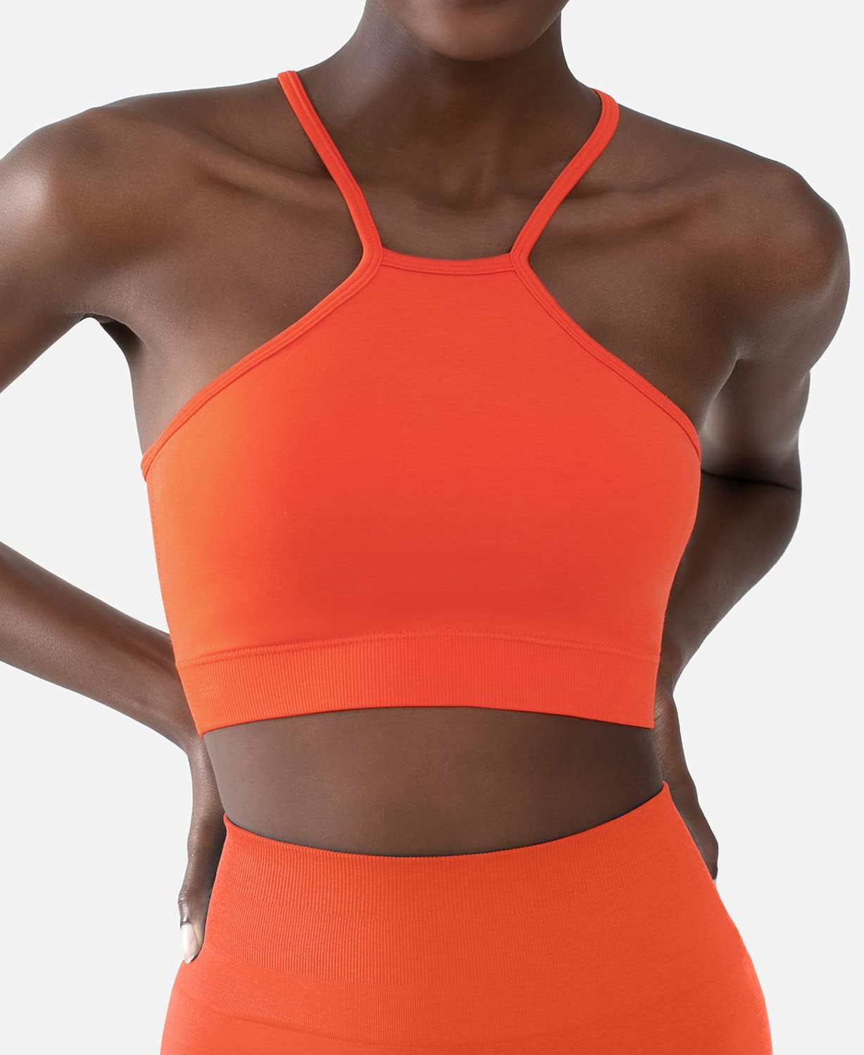 CELER Sports Bras for Women High Neck Low Impact Seamless Workout Yoga Gym Crop Top