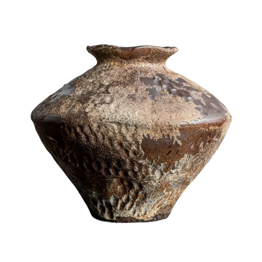 HRGKLMN Ceramic Vase Handcrafted Vase Minimalist Wabi-Sabi Home Accessories & Decor, Bulbous Flower Vase Table Decoration for Tea Room and Country House Interior,A,S