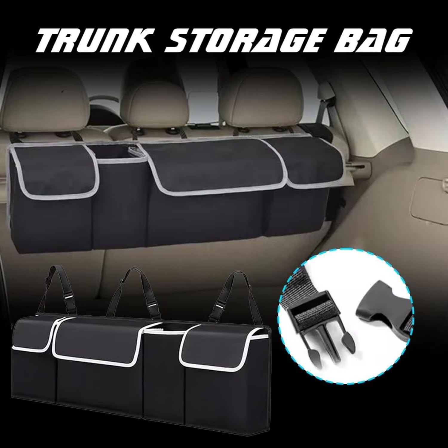 Car Trunk Hanging Organizer for Stream 2000-2014, Large Capacity Storage Bag with 4 Pockets Waterproof Keep Car Clean and Tidy