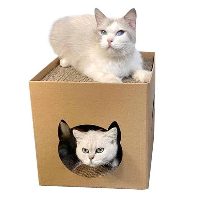 Sakamura de Cartón para Gatos - Rascador de Interior, Juguete, Casa Con Almohadillas para Arañazos, Tumbona…