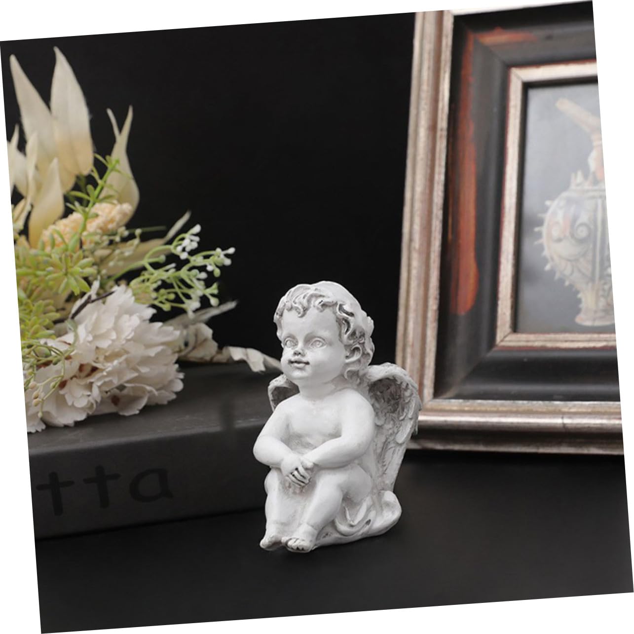 木製エンジェル レトロ樹脂天使の翼フィギュアビビッド3D抱擁天使像アート工芸品