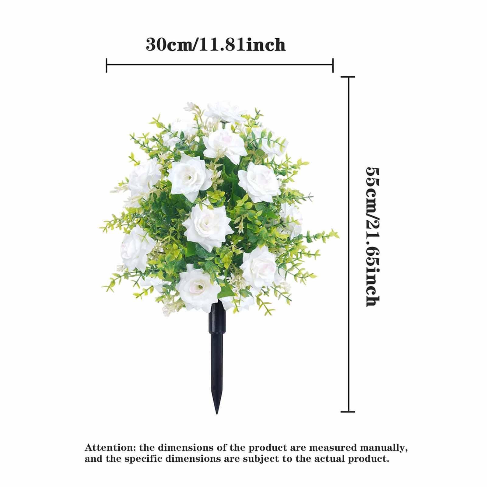 Générique Roses Artificielles avec Piquet, Accessoire Photo, Bouquet pour Porche, Pelouse Extérieure, à Suspendre, Blanc