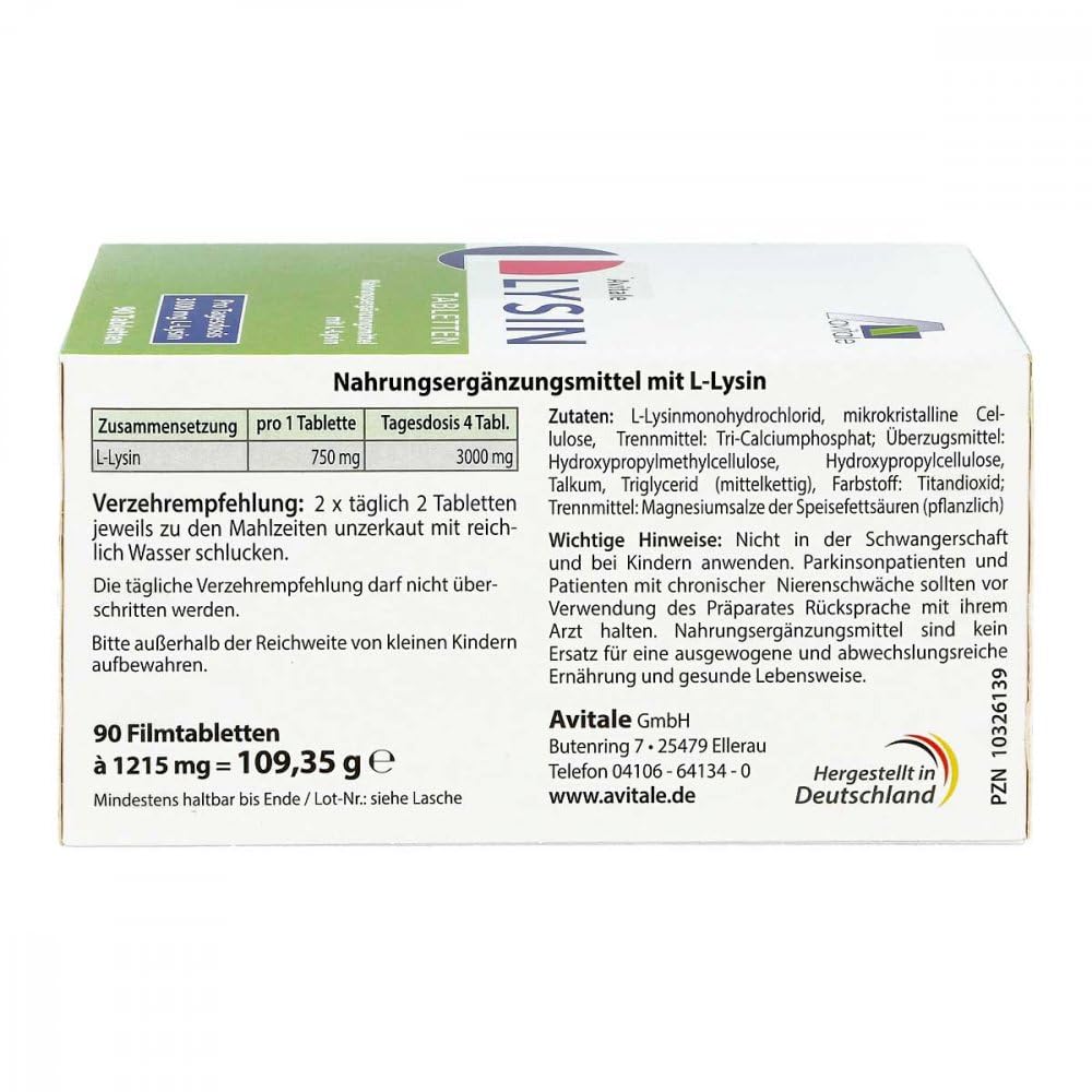 L-lysin Tabletten bei Lippenherpes 750 mg 90 stk