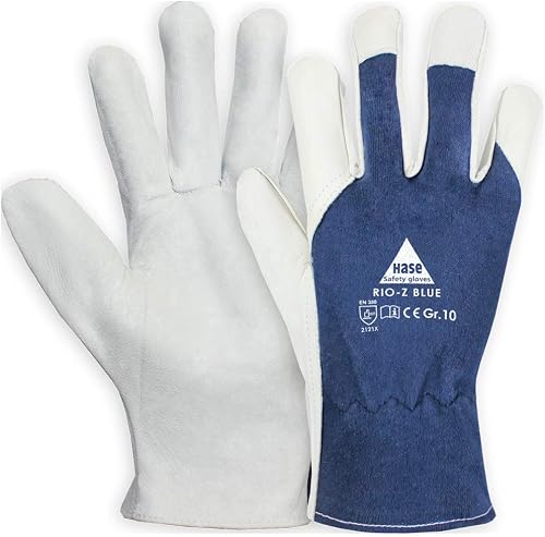 Hase Montagehandschuhe Rio-Z Blue Größe 8, Ziegennappaleder 10 Stk