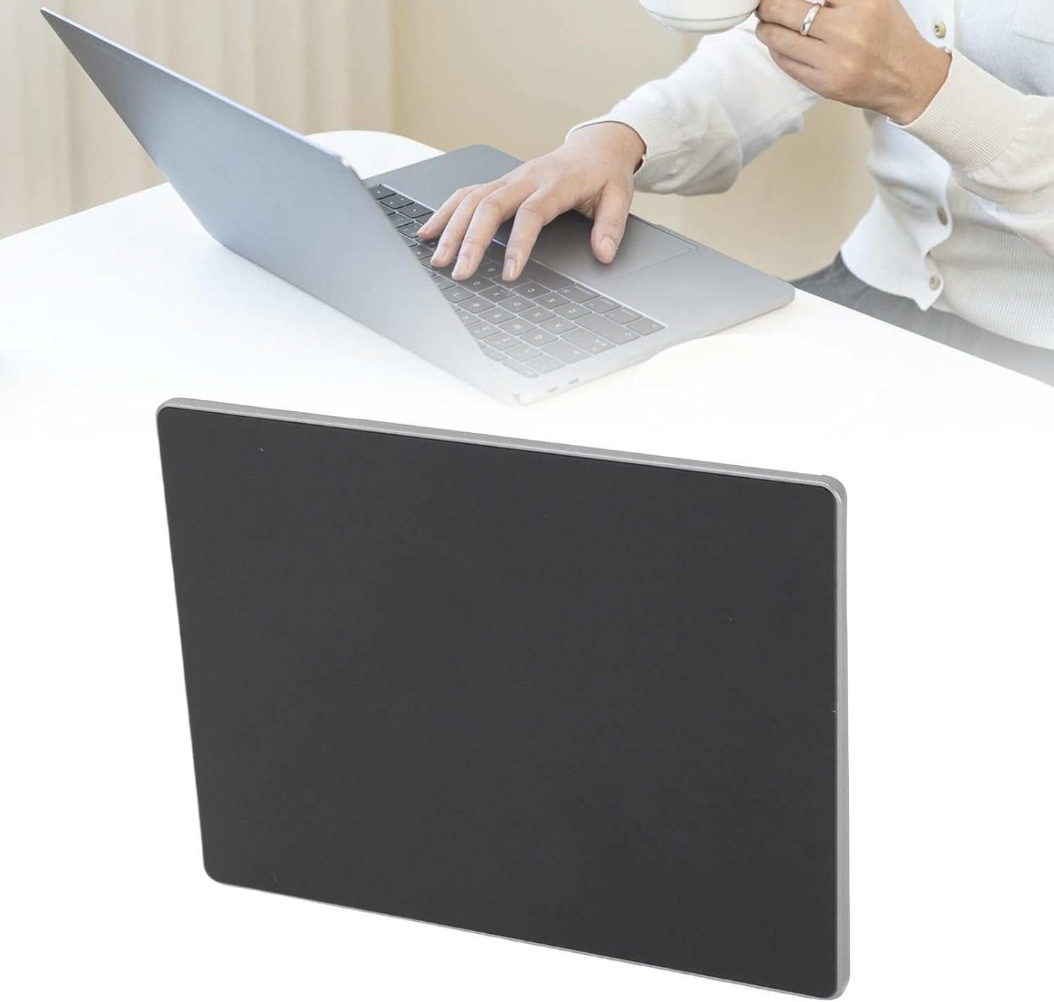 Hamwesh Trackpad, 5.4 Inch Large Ergonomic Touchpad for 11 10 and OS X, Wired USB Trackpad with Multiple Gestures, Physical Clicks, and Cables for Laptop Desktop Office Use (White) (Black)