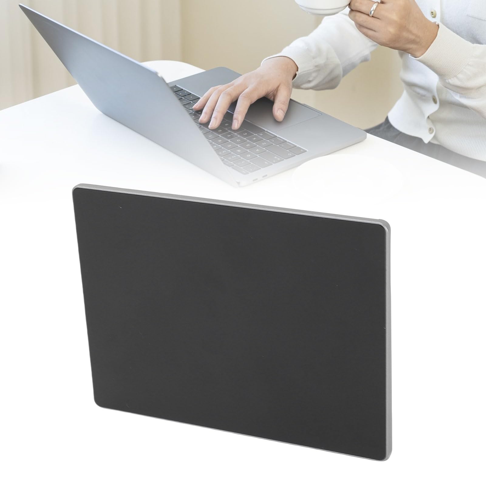 Tosuny Smukły przewodowy panel dotykowy ze stopu aluminium, duży przenośny panel dotykowy | Mysz USB z wieloma gestami do laptopa, komputera stacjonarnego (CZARNY)