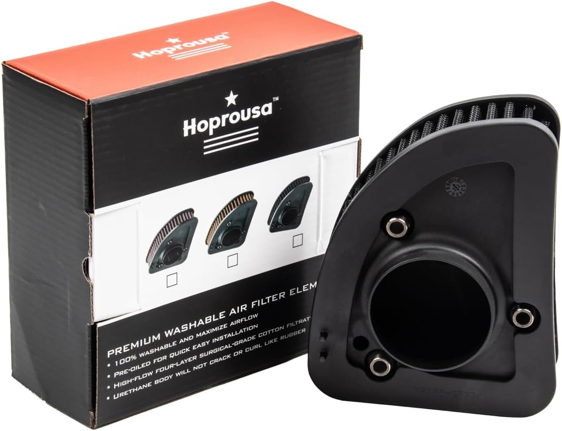 Powersport Air Filter Compatible with 2017+ Harley Touring M8 Engine Glide Road King CVO Street Electra Glide High Performance Air Intake Replacement Filter 29400212 (BLACK)